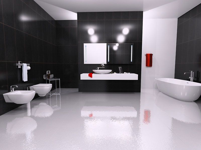 Интерьер ванной в стиле хайтек